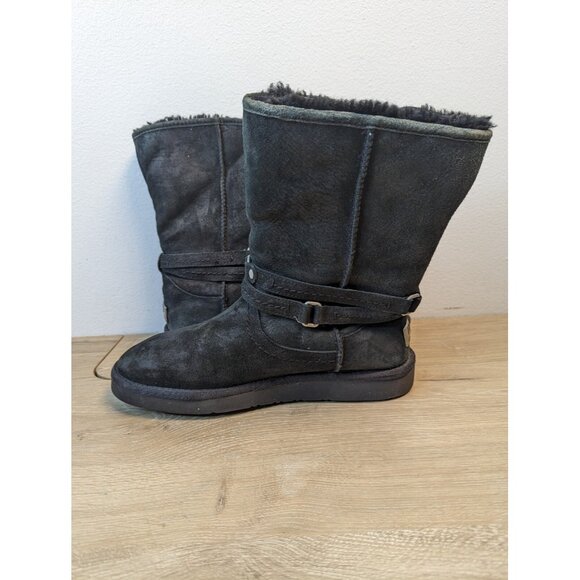 UGG Australia PALISADE Black Short Boots Suede Sheepskin Womens 1007700 - Picture 7 of 9
